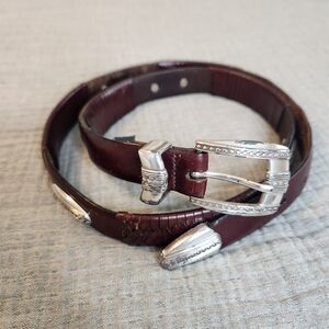 Brighton 98057 Leather Belt Silver Conchos Buckle Brown Woven Men's Size 40